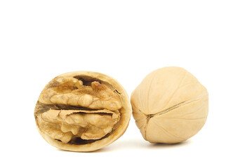 Walnuts isolated on white background. With clipping path.