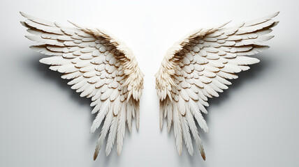 huge angel wings on a white wall background art object to insert design