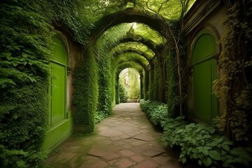 Fototapeta na wymiar Stunning green passageway. Generative AI