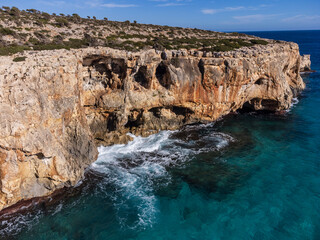Obraz premium cliffs on the coast of Manacor, Majorca, Balearic Islands, Spain