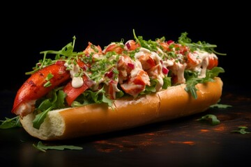 Savory Lobster roll. Bun fresh lunch. Generate Ai