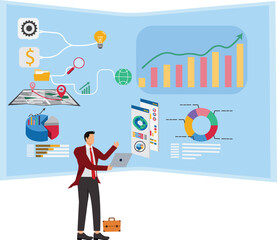 Future technology ,Mobile phone surveying and mapping the earth, this is the future technology, Businessman