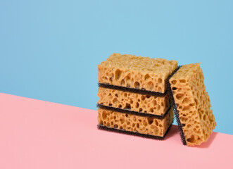 Eco friendly dishwashing sponges. Copy space for text.