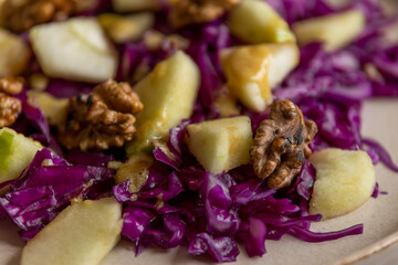 Winter Salad with Red Cabbage, Apple, and Walnuts - Healthy Eating for Weight Loss
