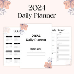 Obraz premium Daily Planner Template Set. Daily Planner Printable Template. Modern planner template set. Set of Daily Planner Template Printable Layout.