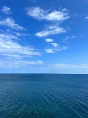 Blue sea and sky clouds.