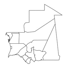 Mauritania map with administrative divisions. Vector illustration.