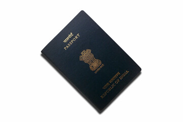 Indian passport isolated on a white background