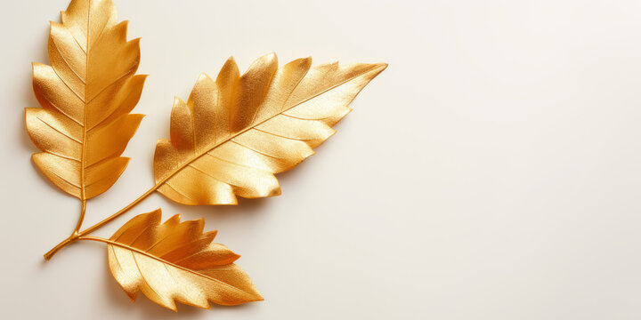 Fondo liso con plantas de oro.