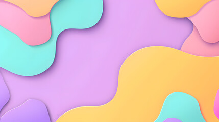 Light purple mint butter pastel shapeless flat abstract background with waves - obrazy, fototapety, plakaty