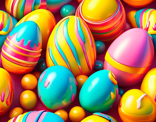 Fototapeta na wymiar Colorful Easter eggs background. Easter celebration concept, banner design for website