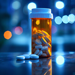 Pain killer, medicin pills, prescription opioids, bottle of pills 