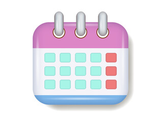 Calendar template. 3D icon, month icon. 
The date of the schedule of events and meetings.
 3D calendar and time planner, reminder. Vector, a place to copy.