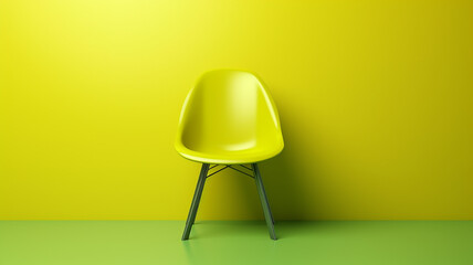 bright yellow green chair design on smooth background background with copy space, abstract fictional chair graphics