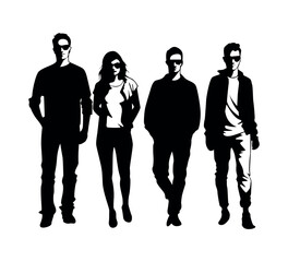 dashing youth people silhouette illustration