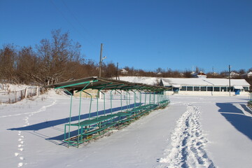 A blue and green fence