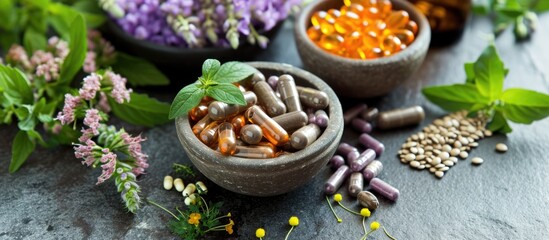 Fototapeta premium Natural herbal supplements for a healthy life.