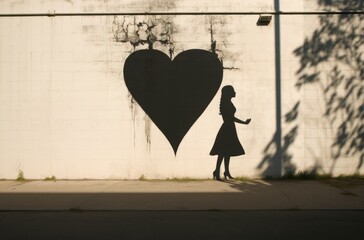 Intriguing Love wall heart shadow. Art love light. Generate Ai
