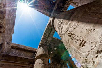 antique columns in a karnak temple in luxor