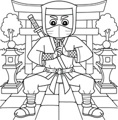 Ninja doing Hand Seals Coloring Page for Kids