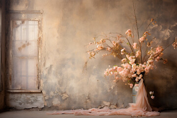 aged room with window for pictorial background