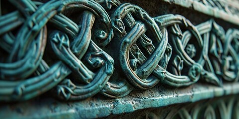 A detailed close-up of a decorative design on a wall. This image can be used for interior design inspiration or as a background for graphic design projects