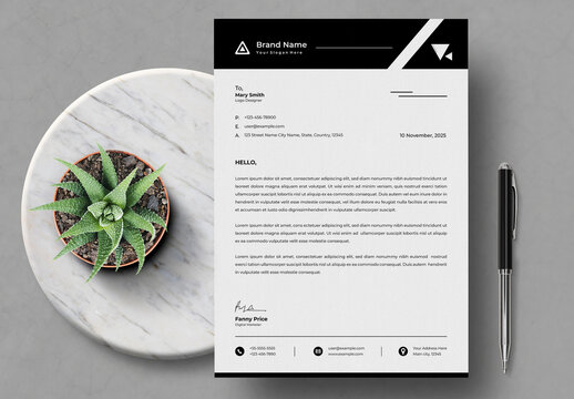 Black & White Letterhead Template