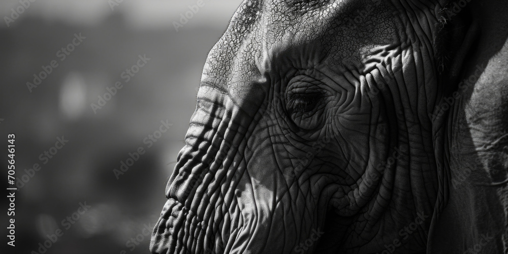 Aufkleber a detailed close-up of an elephant's face with a blurred background. perfect for nature enthusiasts 