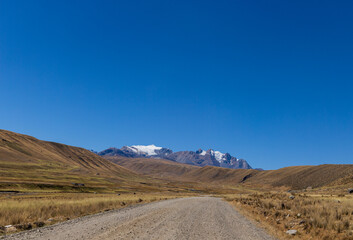 Fototapeta na wymiar View of the Andes Mountains in the Ancash region.