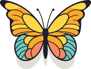 Colorful monarch butterfly with intricate wings. Detailed insect illustration for nature themes. Spring and beauty concept vector illustration.