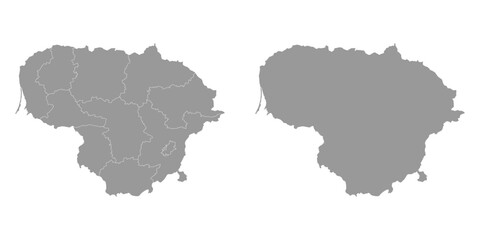 Lithuania gray map with counties. Vector illustration.