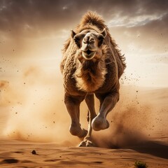 Desert country camel running image Generative AI