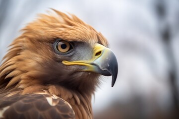 Obraz premium intense gaze of a golden eagle from a treetop