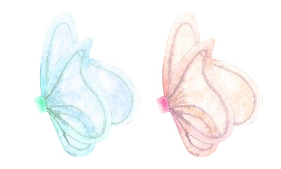 Watercolor illustration of delicate magic wings for a little fairy.