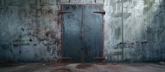 Open metal door in basement of deserted southern factory.