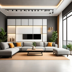 furniture showroom store display of home furniture mockup set showcase home interior design background