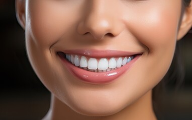 Fototapeta premium Smiling Woman with Healthy Teeth: Beautiful Dental Care