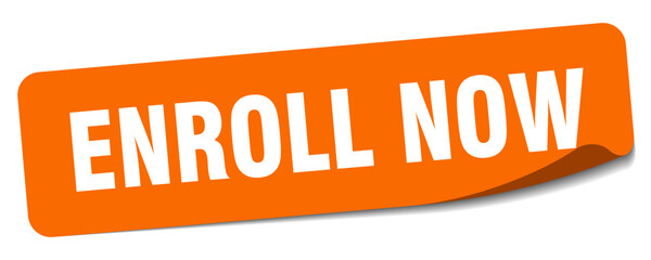 enroll now sticker. enroll now label