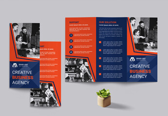 Trifold Brochure With Blue And Orange Layout