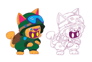 cute animal doodle illustration for book drawing coloring page