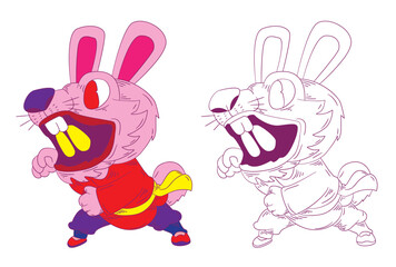 cute animal doodle illustration for book drawing coloring page