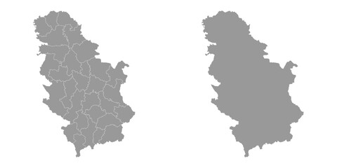 Serbia grey map with administrative districts. Vector illustration.