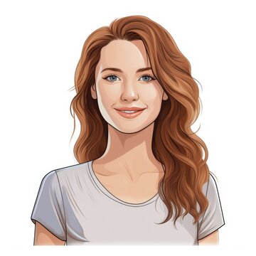 cute sketch of a woman with light brown wavy hair