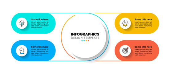 Infographic template. Circle with 4 linked banners