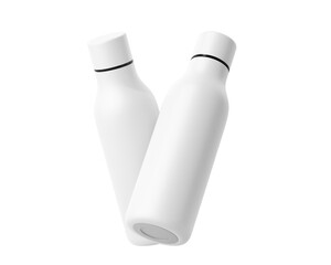 Blank White Hydro flask water bottle Packaging, Vacuum Insulated Water Bottle isolated on transparent background, prepared for mockup, 3D render.