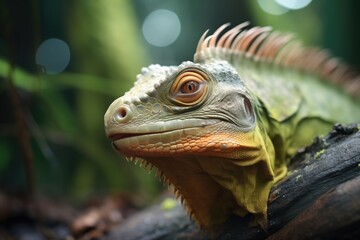 Fototapeta premium green iguana in a tropical forest