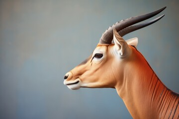 profile of impala with intricate horn pattern - obrazy, fototapety, plakaty