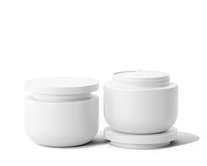 Blank white Plastic Cosmetic Cream Jar isolated on transparent background, prepared for mockup, 3D render.