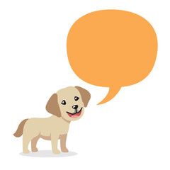 Vector cartoon character cute labrador retriever dog with speech bubble for design.
