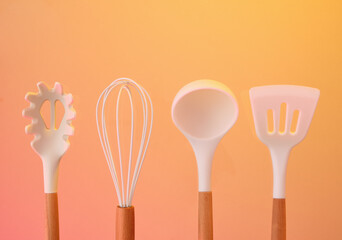 Cooking appliances and idea of dinnerware. Household and home work.